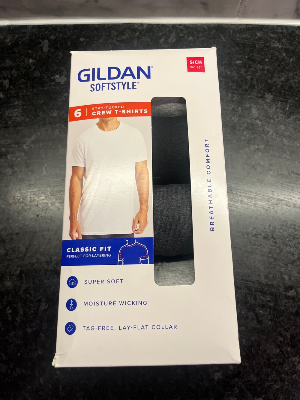 NIB Gildan Softstyle Men’s Crew T-Shirts - Black & White (6-Pack)